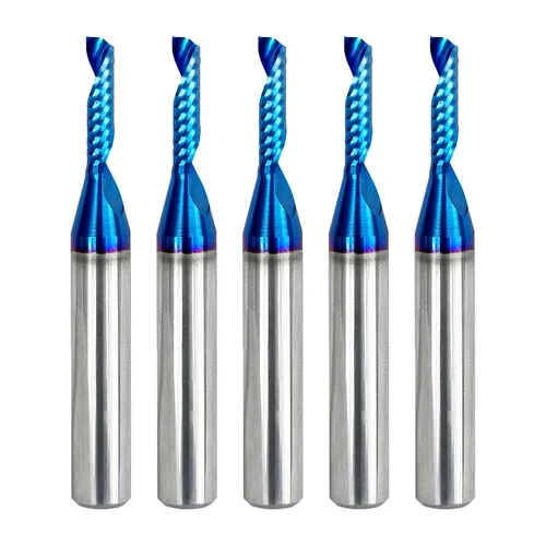 Miniatura 15 de Fresa de extremo CNC de carburo sólido de corte de 1/4 pulgadas de diámetro de corte simple 0 flauta espiral Router Bit para acrílico PVC Ruhi UO131
