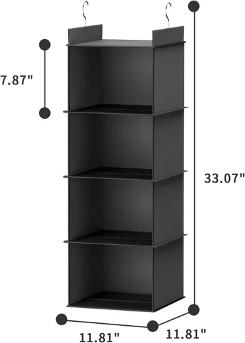 Miniatura 3 de YOUDENOVA Organizador colgante de armario, 4 estantes colgantes para armario, color negro