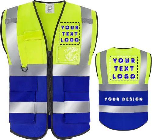 Miniatura 12 de Chaleco de seguridad con logotipo personalizado de alta visibilidad chaleco reflectante Ansi 5 bolsillos clase 2 Hi Vis seguridad construcción ropa