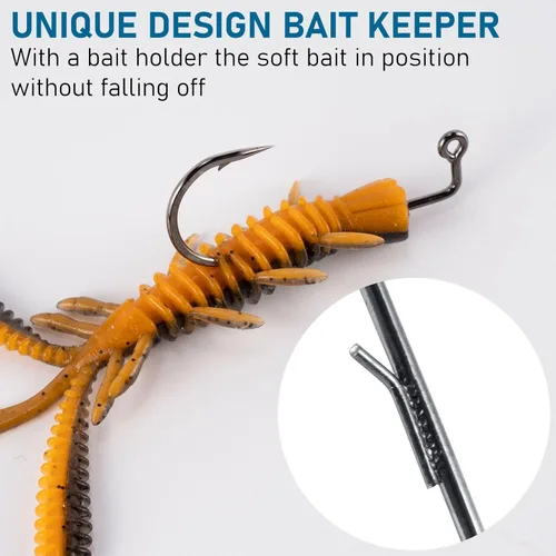 Miniatura 5 de Dr.Fish Paquete de 30 ganchos de plantilla de 90 grados con soporte de alambre, curva redonda #1-#4/0 para Ned Rig, Swimbait, Bass Fishing Jig Mold