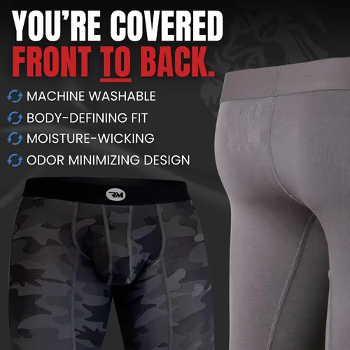 Miniatura 15 de Real Men ABCD Pouch - Pantalones de compresión para hombre, paquete de 1, 2 y 3, leggings para hombre, pantalones de yoga, medias, capa base