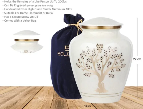 Miniatura 6 de Tree of Life Urna de cremación grande para cenizas humanas 200 pulgadas cúbicas Urna decorativa para cenizas adultas mujeres y hombres, urnas