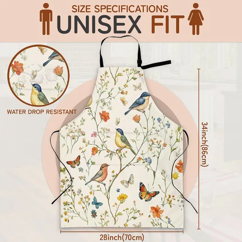 Miniatura 2 de Delantal de cocina con bolsillo, cuello ajustable impermeable y lazos largos, delantal de cocina para hornear, jardinería, pintura para mujer