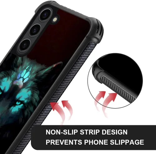 Miniatura 5 de CARLOCA Funda compatible con Samsung Galaxy S23 Plus, diseño gráfico de identidad negro espiritual lobo, a prueba de golpes, antiarañazos