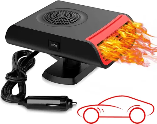 Calentador de Coche, Calentador de Coche Portátil de 12V 150W que se Conecta al Encendedor de Cigarrillos, Calefacción Rápida 2 en 1 Descongelador