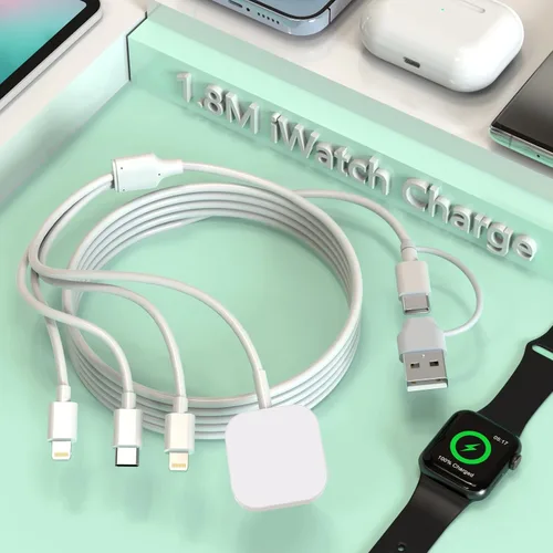 Cable cargador universal 6 en 1, cargador de reloj USB A+USB C + Lightnning*2+adaptador de cable tipo C para reloj Series 8 7 6 5 4 3 2 1 SE/iPhone