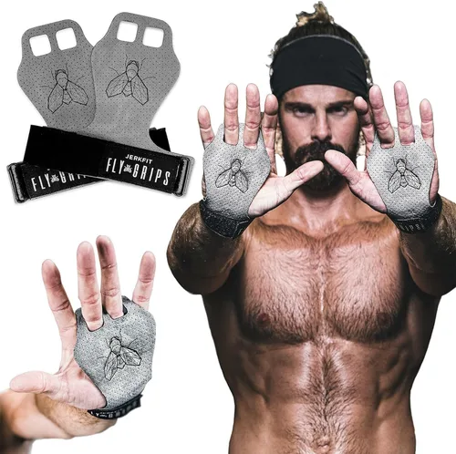 JerkFit Puños de gimnasia veganos de 2 dedos para protección de manos de entrenamiento cruzado, agarres de mano para barras de gimnasia, protectores