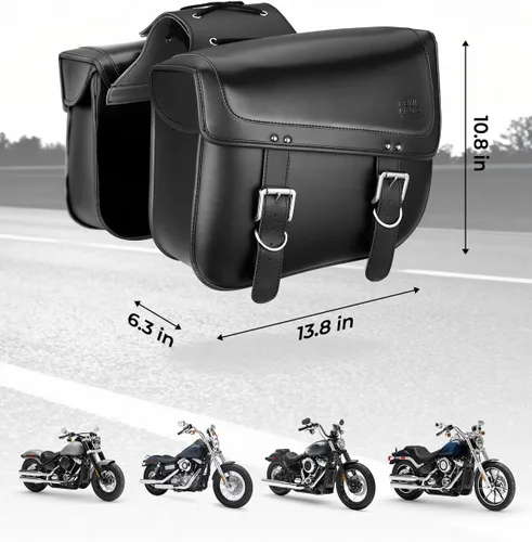 Miniatura 7 de kemimoto Alforjas para motocicleta, 30L de gran capacidad, bolsa de equipaje de piel sintética para motocicletas Sportster Softail Dyna V-star