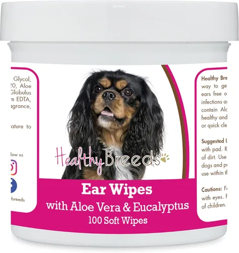 Miniatura 207 de Healthy Breeds Pastor alemán, silla de montar, toallitas de limpieza de oídos con aloe y eucalipto para perros, 100