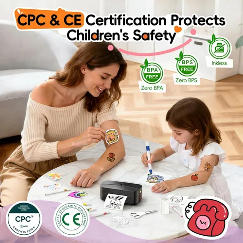 Miniatura 2 de Phomemo TK32 - Kit de tatuaje temporal para niños a partir de 8 años, impresora térmica de tatuajes Bluetooth, crea e imprime tatuajes temporales
