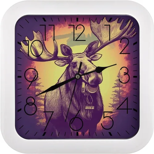 Miniatura 25 de 10" Square Modern Wall Clock,American Flag Skull Print Kitchen Clocks Wall Battery Operated,Silent Non Ticking Unique Funny Cute Wall Clock for