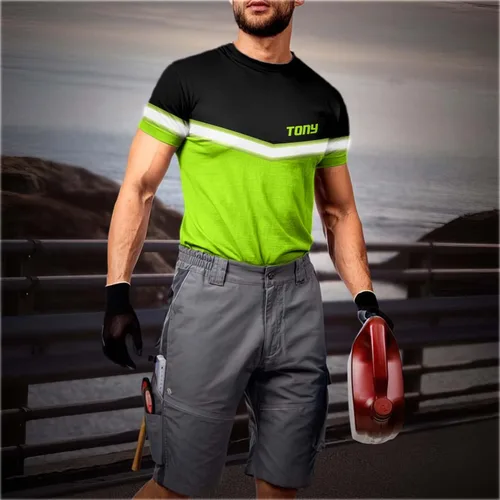 Miniatura 2 de Empresa, Equipo Uniforme Camisa de Alta Visibilidad para Hombres Camisa de Seguridad Logotipo Personalizado Nombre con Cintas Reflectantes AMZ02