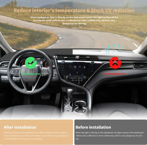 Miniatura 2 de auovo Cubierta de salpicadero compatible con Toyota Camry 2018-2023 2024, accesorios protector de sombrilla antideslizante cubierta de alfombra