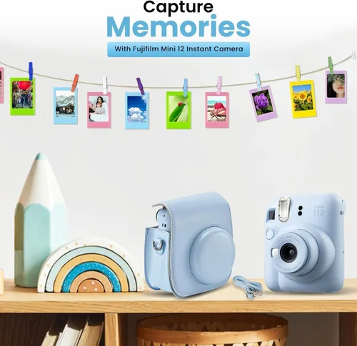 Miniatura 2 de Fujifilm Instant Mini 12 cámara + paquete de accesorios y funda personalizada compatible + Fuji Instant (20 disparos) mini álbum de fotos de Azul