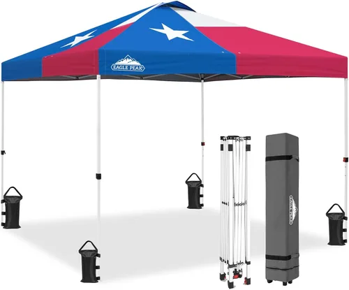 Miniatura 503 de EAGLE PEAK Tienda de campaña desplegable con bolsa de transporte con ruedas, 8 estacas, 4 cuerdas, 4 bolsas de peso, toldo de tienda de campaña