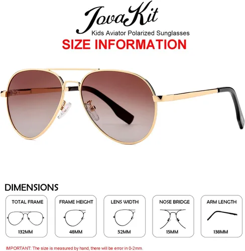 Miniatura 52 de Gafas de sol polarizadas de aviador pequeñas para niñas y niños de 4 a 16 años