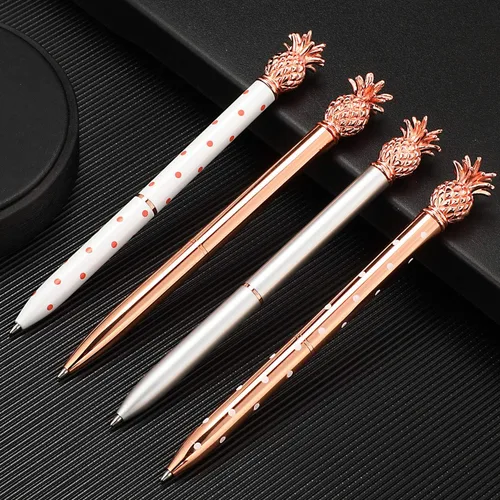 Miniatura 4 de Outus 12 bolígrafos de piña, bonitos regalos de piña para mujeres, bolígrafos de metal oro rosa para graduados, regalos de regreso a clases, tinta