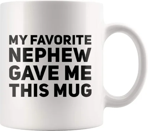Miniatura 10 de Taza de café de cerámica con texto en inglés «My Favorite Nephew Gave Me This Gift To Uncle Auntie», para el Día de la Madre, Día del Padre