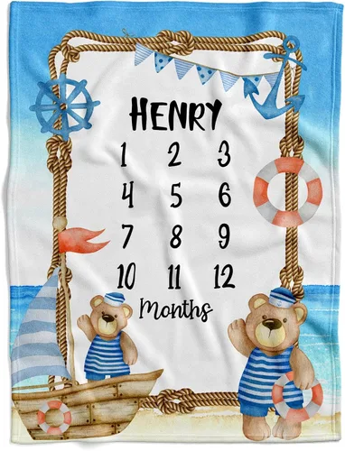 Miniatura 26 de Manta de bebé náutica personalizada, manta de bebé de vida oceánica, manta de bebé océano, manta de bebé con tema oceánico, manta de bebé con Sueños