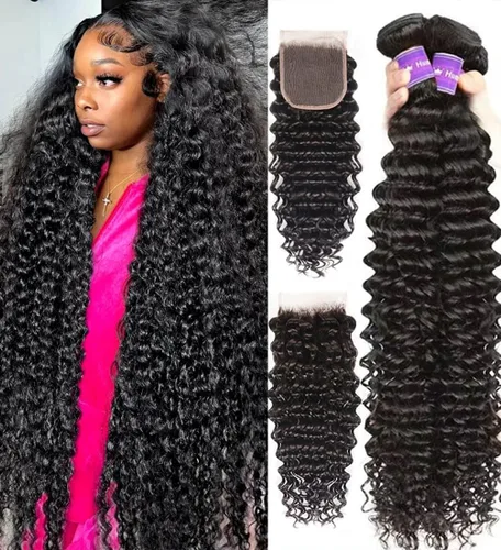 Miniatura 28 de Paquetes de Cabello Humano de Ondas Profundas （12 14 16 ）12A 100% Sin Procesar Cabello Humano Virgen Brasileño Profundo Rizado Tejido de Cabello