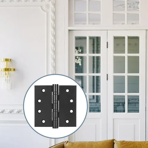 Miniatura 8 de Paquete de 6 bisagras de puerta de acero inoxidable de 4 pulgadas, bisagras de puerta resistentes de 4 x 4 pulgadas con esquinas cuadradas para Negro