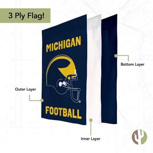 Miniatura 3 de Desert Cactus Bandera de jardín de la Universidad de Michigan UM – 19 x 12 pulgadas, bandera de Michigan Wolverines, para exhibición al aire libre