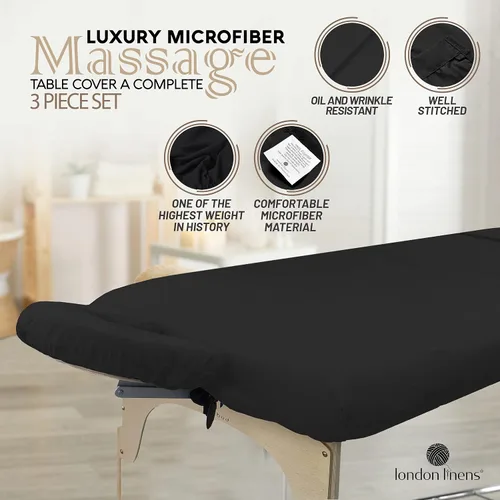 Miniatura 6 de London Linens Juego de sábanas de microfibra suave para mesa de masaje de 3 piezas, incluye funda para mesa de masaje, sábana bajera ajustable