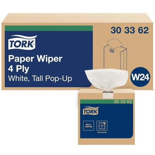 Tork Limpiaparabrisas de papel blanco autoservicio, caja emergente, 8 x 125 hojas, 303362