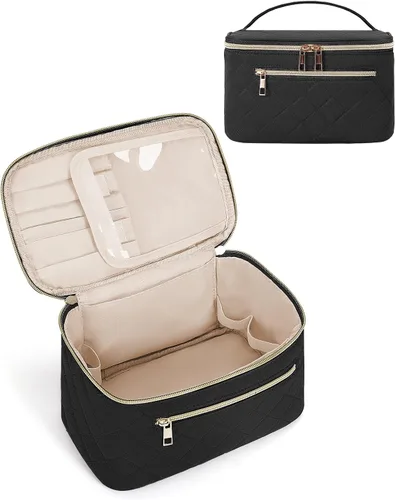 Miniatura 10 de Wandering Nature Bolsa de Maquillaje, Organizador de Maquillaje de Viaje, Estuche de Brochas Cosméticas para Mujeres en Cuero Vegano Ecológico, M