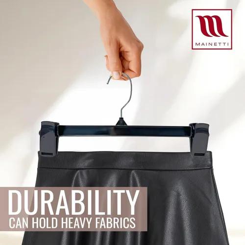Miniatura 5 de Mainetti 6012 - Perchas de plástico negro reciclado con colgador giratorio de metal y plástico resistente, ideal para pantalones, faldas, pantalones
