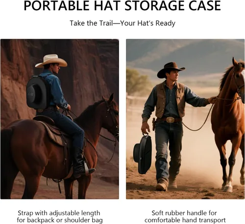 Miniatura 4 de Anysiny Caja para sombreros de viaje, a prueba de aplastamientos, estuche de viaje para sombreros de vaquero, caja de almacenamiento, organizador