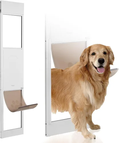 Miniatura 16 de VEVOR Puerta para perro para puerta corrediza de vidrio, 75 7/8 "-80 11/16 pulgadas de altura ajustable para puertas correderas, marco de aluminio