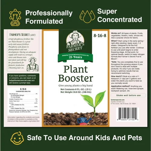 Farmer's Secret Potenciador de plantas (32 onzas), súper concentrado, fórmula de alto contenido de fósforo para plantas en etapa temprana, promueve