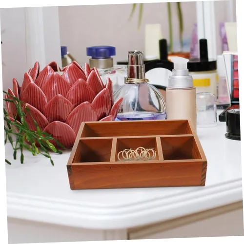 Miniatura 9 de Cabilock Bandeja de joyería dorada para perfumes, bandeja de tocador de tocador, compartimento de madera, organizador de maquillaje, solución