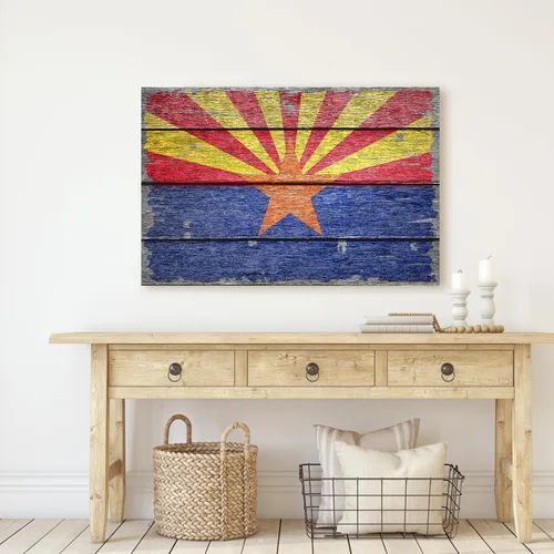 Miniatura 2 de DECORARTS - Arte de pared rústico de la bandera del estado de Arizona, fabricado en Estados Unidos, impresión de lienzo giclée de archivo, lienzo