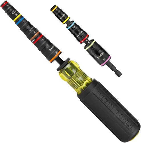 Miniatura 12 de Klein Tools 32910 Destornillador de Impacto, Juego de Dados de Impacto SAE 7 en 1 con Mango, Dado Giratorio con Tamaños de Destornillador de Tuerca
