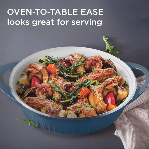 Miniatura 5 de CorningWare QuickHeat - Estofador de aluminio fundido de 4 cuartos de galón con tapa, interior de cerámica antiadherente, ligero y calor uniforme