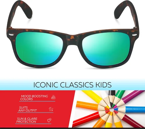 Miniatura 24 de Retro Rewind Lentes de sol para niños y niñas de 3 a 12 años, inastillables, UV400, lentes de sol para niños pequeños