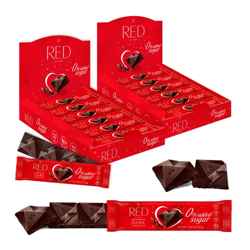 Miniatura 12 de RED Delight - Barras de chocolate con leche de avellana y macadamia sin azúcar añadida, paquete de 24