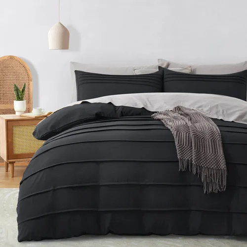 Miniatura 13 de Oli Anderson - Funda de edredón blanca tamaño Queen, funda de edredón plisada tamaño Queen, juego de ropa de cama texturizada suave y transpirable