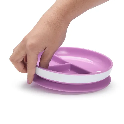Miniatura 6 de Munchkin Stay Put Platos de Succión para Bebé y Niño Pequeño, 3 Secciones Divididas, Rosa/Morado Rosado/Púrpura