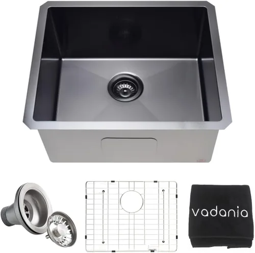 Miniatura 14 de VADANIA - Fregadero de barra de cocina de 20 pulgadas, 20"x18"x10", de un solo tazón, de montaje inferior, acero inoxidable calibre 18 T304, acabado