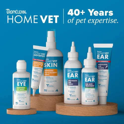 Miniatura 7 de TropiClean HomeVet Gotas medicinales para los oídos para perros, tratamiento de levadura y hongos recomendado por veterinarios, limpiador diario