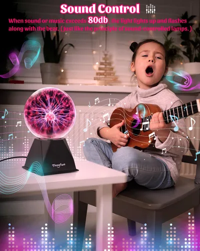 Miniatura 2 de Theefun Bola de Plasma: Verdadera Bola de 6 Pulgadas con Base de 3.5 Pulgadas, Globo de Plasma Regalos de Navidad Lámpara Sensible al Tacto y Sonido