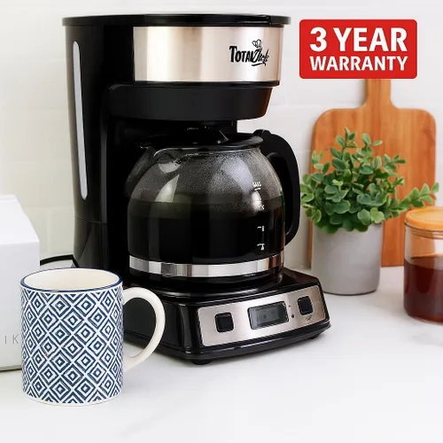 Miniatura 2 de Total Chef Cafetera de goteo – Cafetera programable de 12 tazas con olla de cristal, pausa y vertido, apagado automático, depósito de agua grande