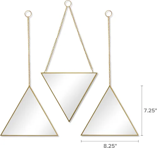 Miniatura 2 de Scott Living Espejos triangulares enmarcados con cadenas, juego de 3, dorado