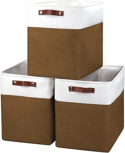 Miniatura 36 de Bagnizer 13x13 Cajas de almacenamiento cúbicas, caja de almacenamiento plegable de tela, paquete de 4 cestas de armario con asas para organizar
