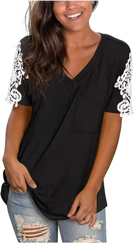 Miniatura 4 de V Neck Short Sleeve Shirts for Women,Short Sleeve Women Shirt Printed Casual Stylish Tank Tops Set 5