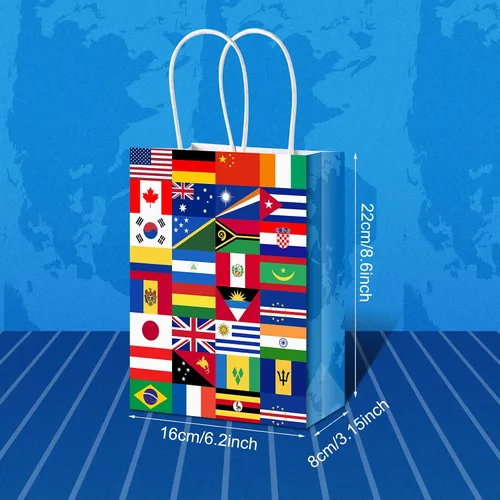 Miniatura 2 de Pajean Paquete de 16 bolsas de bandera internacional, bolsas de regalo de bandera del mundo para apertura de eventos deportivos, celebraciones