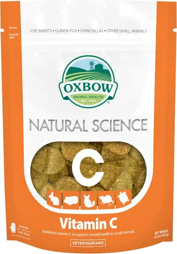 Oxbow Natural Science Suplemento de Vitamina C, Vitamina C y Heno Timothy Alto en Fibra, Artículos para Cobayos, Fabricado en los Estados Unidos,